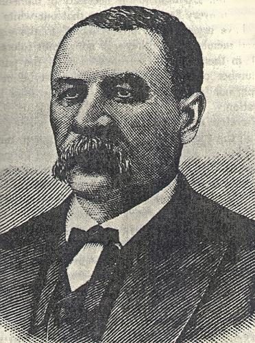 Engraved portrait of Isaac Myers, a man with a full mustache in a dark suit and bow tie.